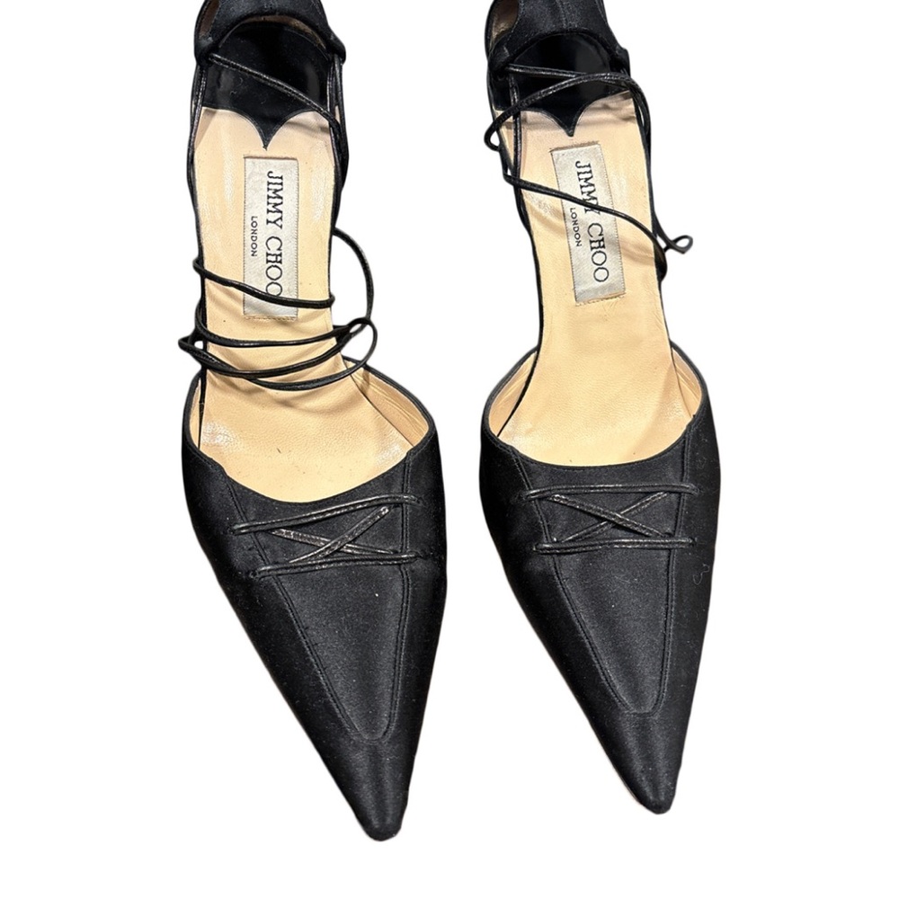 Jimmy Choo satin wrap up pointed toe pumps - Picture 1 of 5